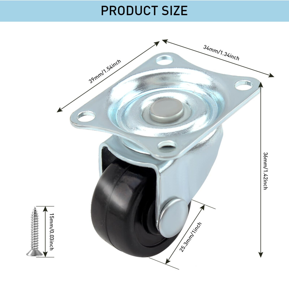Qopahi Swivel Small Casters 8 Pack Rubber Trolley Wheels With Metal Ba 5004552775282