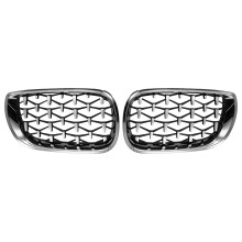 Pair Chrome Diamond Front Grill Kidney Grille L+R for E46 4-Door Sedan 2002-2005