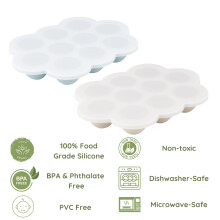 PandaEar 2 Pack Silicone Baby Food Freezer Tray with Lids Weaning Free