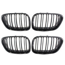 2X Front Grill Grilles Kidney Grill Replacement for X5 E53 1998-2003 Double Slat Sport Style Gloss Black