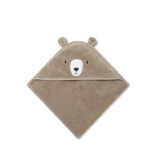 MORI Unisex Hooded Bear Towel Taupe Organic Cotton Absorbent Quick Dry