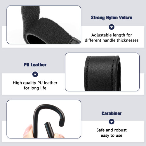 Zssxysm 2 Pieces Buggy Clips, Pram Hooks, Universal Stroller Hook, PU Leather Pu 2