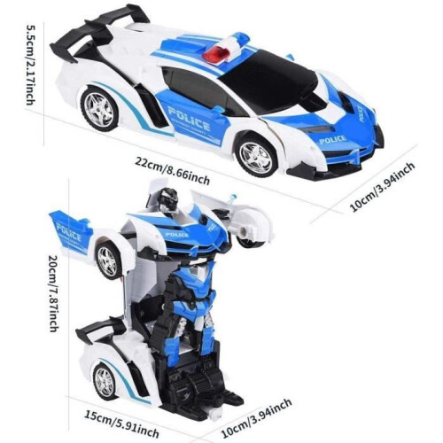 Auto Robot Trasformabile - RC - 1/18 - Telecomando - Blu 1