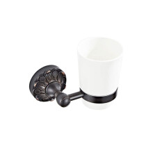 Wall Mounted Toothbrush and Cup Holder with Toothpaste Dispenser, Black Bronze Copper, Screw Mounted