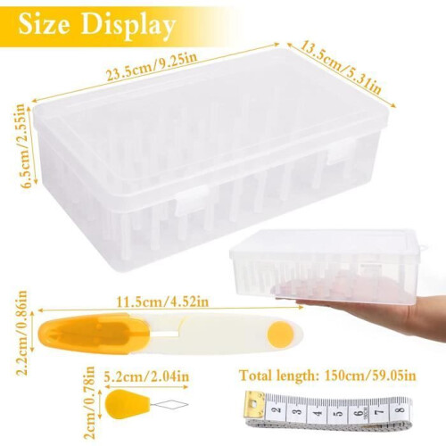 Thread spool storage box, 42 pieces, soft ruler with 6 threading aids, storage box 2