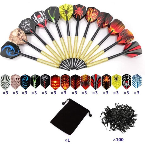 OLY MAGIC 12 Pack Soft Tip Darts for Electronic Dartboard - National Flag - Black 1