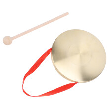 Tam-tam en laiton traditionnel avec maillet et ruban rouge pour festivals et mariages