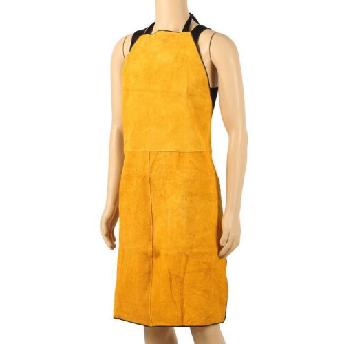 Cowhide leather welding apron - NEÜFU - 100x70cm - Yellow - Three stitching 2