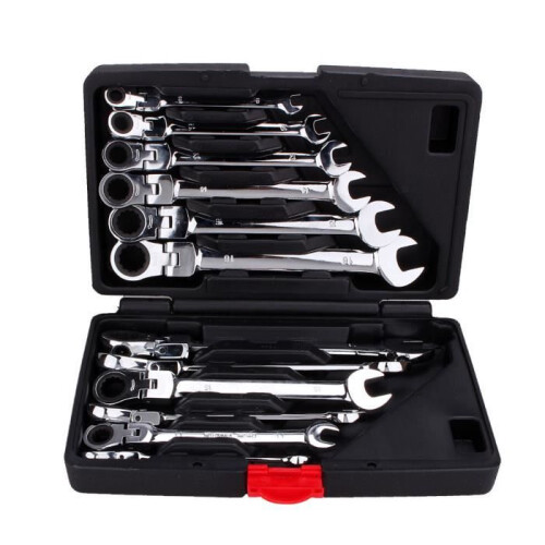 Set di 12 chiavi combinate a cricchetto con chiave a testa mobile 1