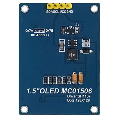 2X Tela de Exibição Do Módulo OLED de 1,5 Polegadas 4PIN SH1107 Drive IC 128x128 IIC I2C Interface para 51 STM32 P22101 P22102 1