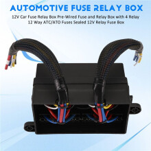 2X 12V Bilsäkringsreläbox Förkopplad Säkring och Reläbox med 4 Relä 12-Vägs ATC/ATO-Säkringar Förseglad 12V Reläsäkringsbox