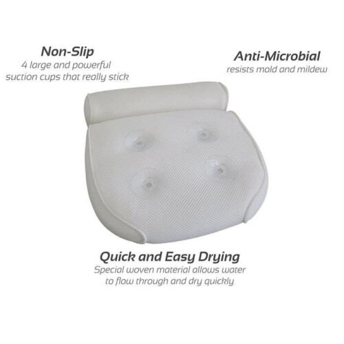Cuscino per vasca da bagno, cuscino per vasca con ventose, cuscino poggiatesta ergonomico per spa e jacuzzi 2