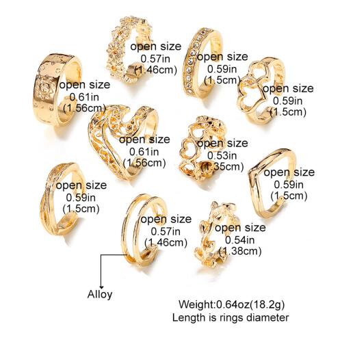 10PCS Hollow Foot Rings, Valentine\'s Gift 2