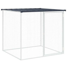 Hühnerstall eingezäunt mit Dach 103 x 98 x 90 cm aus anthrazitfarbenem verzinktem Stahl