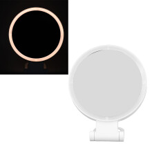 Double Sided Magnifying Mirror 1X 5X LED Light, Folding Handle, 183x225mm White