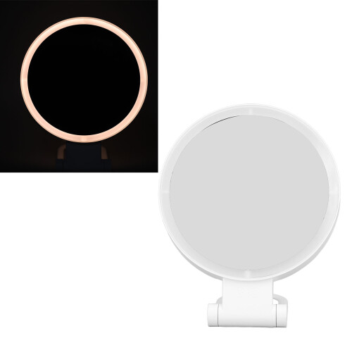 Double Sided Magnifying Mirror 1X 5X LED Light, Folding Handle, 183x225mm White