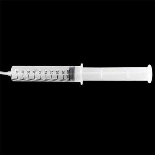 Πλαστική σύριγγα με σωλήνα 15cm, 100ml, Υδροπονική σίτιση ακριβείας, PVC, Λευκή, 100ml + 15cm 1