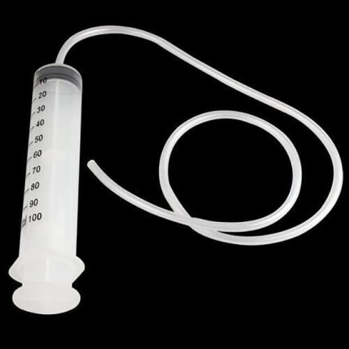 Πλαστική σύριγγα με σωλήνα 15cm, 100ml, Υδροπονική σίτιση ακριβείας, PVC, Λευκή, 100ml + 15cm 2