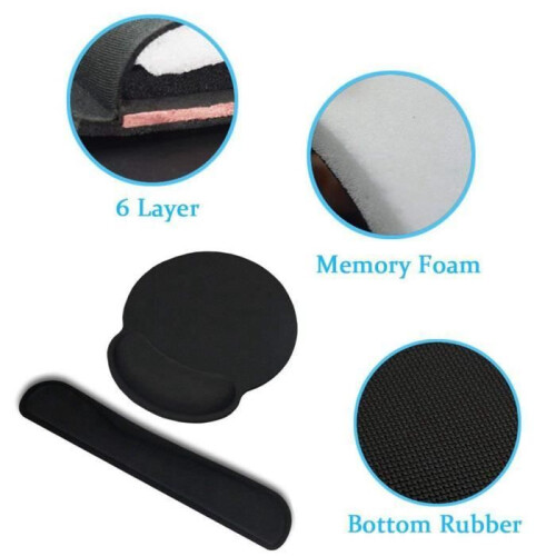 Εργονομικό Mouse Pad από Silica Gel, Μαύρο, Αντιολισθητικό, 25,5 x 23 εκ. 1