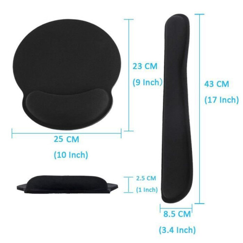 Εργονομικό Mouse Pad από Silica Gel, Μαύρο, Αντιολισθητικό, 25,5 x 23 εκ. 2