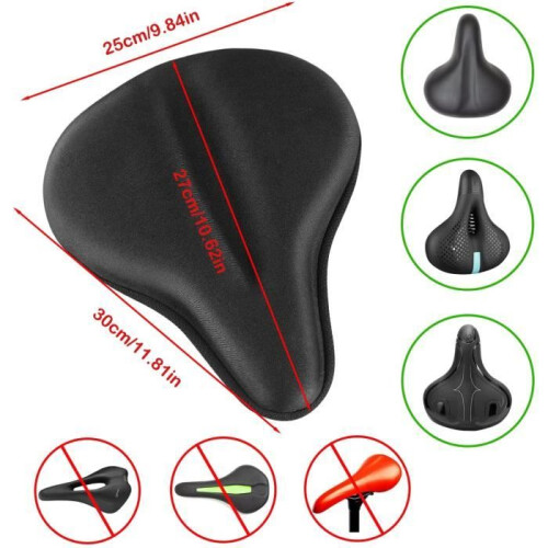 Coprisella per bicicletta - Gel confortevole - 27 x 25 cm - Nero 2