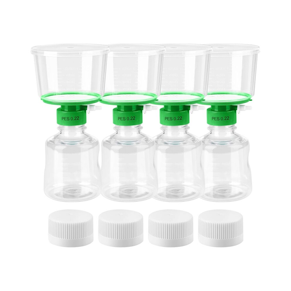 500mL Vacuum Filter Units, Filtration 0.22um Pore Size, 90mm Membrane Diameter PES Membrane Individually Packed, 4Pcs
