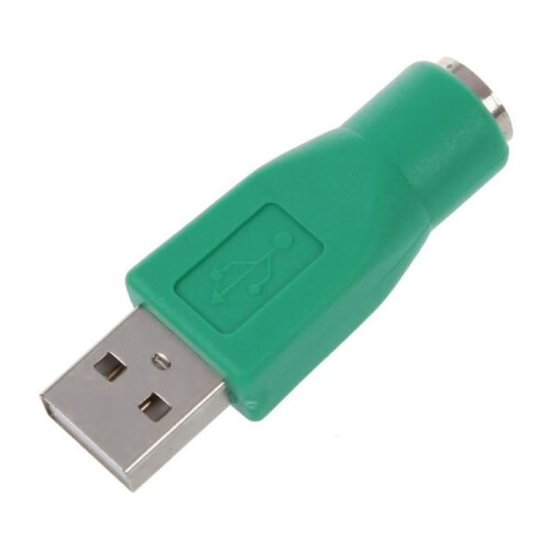 Adaptador conversor de teclado e mouse PS/2 fêmea para USB macho - Verde - Pacote com 2 1