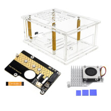 Acrylic Case for PoE M.2 HAT+ (B) & PCIe to M.2 Board (D) for Raspberry Pi 5 Case +M.2 SSD Expansion Board