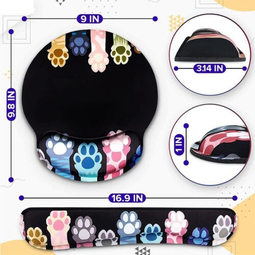 Mouse Pad με υποστήριξη καρπού - Mouse Pad αφρού μνήμης για πληκτρολόγιο υπολογιστή και 1