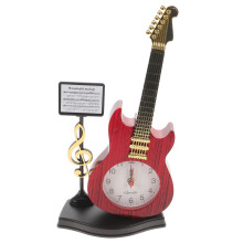 Vintage Guitar Clock with Stable Tabletop Base, Battery Operated Retro Musical Instrument Decor