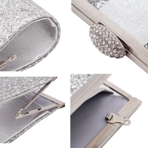 Τσάντα τύπου clutch bag με ασημένιες πούλιες για βράδυ, γάμο, τελετή, κοκτέιλ, γυναίκες 1