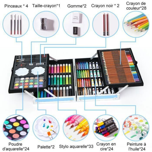 Set di strumenti professionali per pittura da 145 pezzi con organizer portatile 1