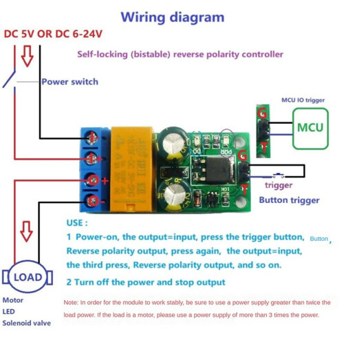 DC5V 2A Self-Locking Bistable Reverse Polarity Controller Relay Module DR55B01 Motor Forward/Reverse Controller Board 2