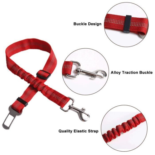 Pet Seat Belt - Unspecified - Adjustable - Red - Nylon - 72 cm 1