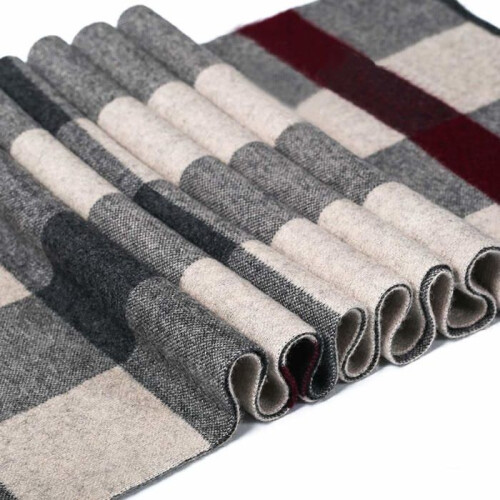 Sciarpa lunga da uomo, sciarpa grigia e rossa per uomo, sciarpa da lavoro, calda sciarpa scozzese per l'inverno, 180 x 30 cm 2