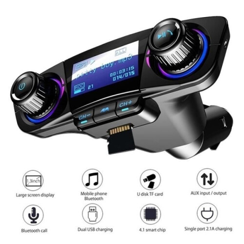 Πομπός FM Bluetooth ZGEER με διπλή θύρα USB και οθόνη LED για handsfree 1