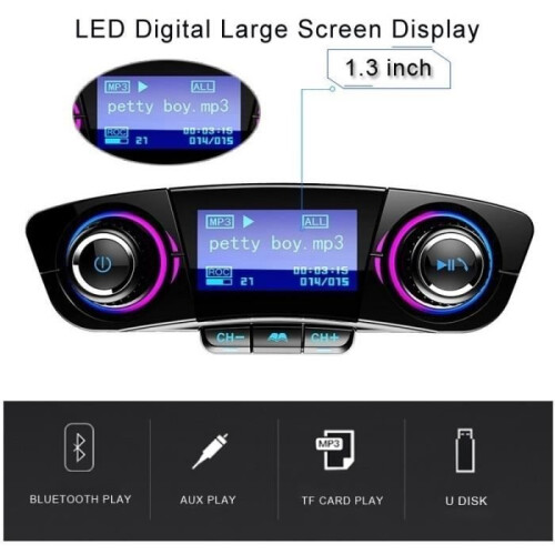 Πομπός FM Bluetooth ZGEER με διπλή θύρα USB και οθόνη LED για handsfree 2