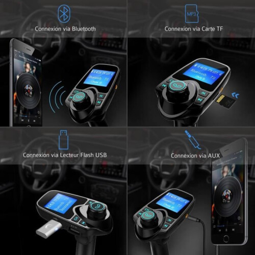 Bluetooth FM-transmitter - Autokit - 1,44 inch - USB-oplader - Handsfree - Zwart 1
