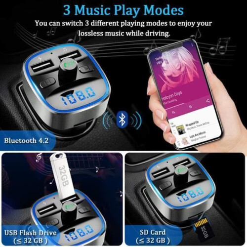 Bluetooth FM-zender - Niet gespecificeerd - Radio-adapter - Autolader - Handsfree - SD/USB 2