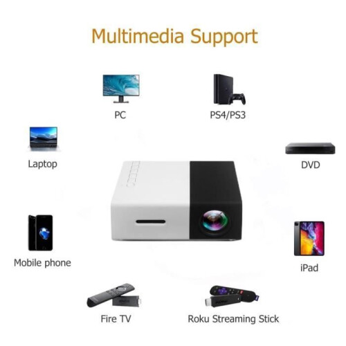 Mini-projector 1080p, draagbare thuisbioscoopprojector, compatibel met HDMI/USB/AV/computer, zwart 1