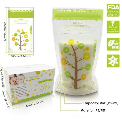 112 rintamaidon säilytyspussia à 220 ml 1
