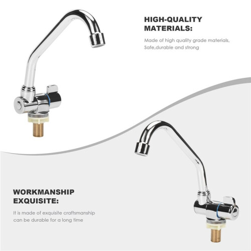 Foldable RV Faucet Rotating Single Handle Deck/Wall Mounted RV Kitchen Tap Copper Cold Water 2