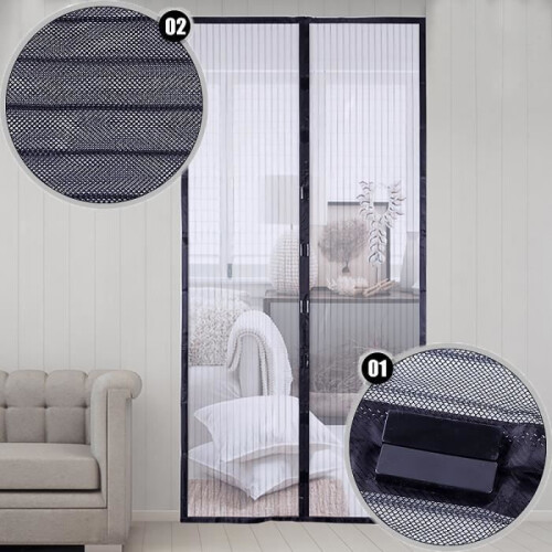 Mosquitera magnética para puerta con cierre automático, 100 x 210 cm 2