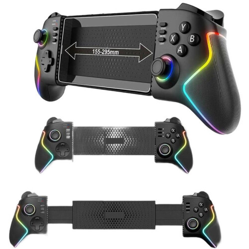 Dual Hall Stretch Game Controller with RGB Light for Mobile Phones/Tablets/PC/P4/P3/NS Game Consoles Game Pad 1