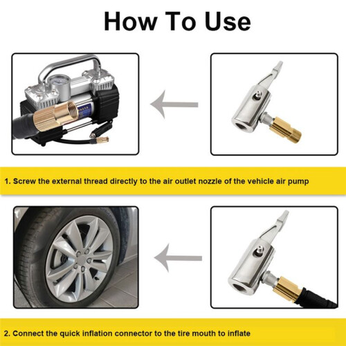 LuftpumpendüSenadapter mit Deflation Inflator Ventil Stecker Kopfclip Metall Fast Conversion Car 2