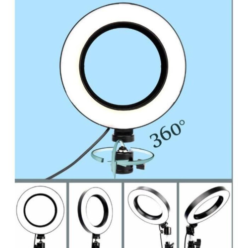 Ring Light de 26 cm com tripé, suporte para celular e controle remoto, 3 modos de iluminação. 2