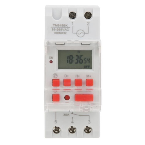 Timer programmabile LCD LIA TM919BK 85~265V AC 30A 7 giorni con interruttori digitali 1