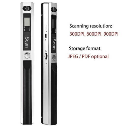 Φορητός σαρωτής εγγράφων 900 DPI Οθόνη LCD USB 2.0 με υποστήριξη μορφών JPG/PDF, μαύρο 1