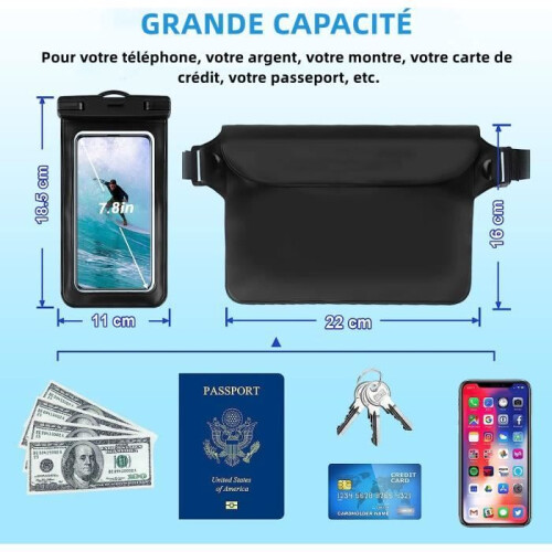 Αδιάβροχη θήκη smartphone - ROSEDO - ROSEDOES - Κολύμβηση - Μαύρο 1