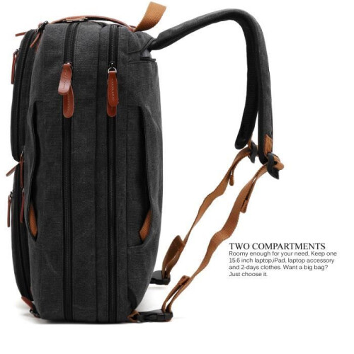 Τσάντα Laptop CoolBELL 15,6 ιντσών - Τσάντα Σχολείου - Καμβάς - Unisex - Μαύρη 2